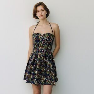 Bebe Multi Floral Convertible Strap Fit & Flare Mini Dress – Size S